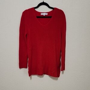 Vibrant Red V-Neck Sweater Classic Style